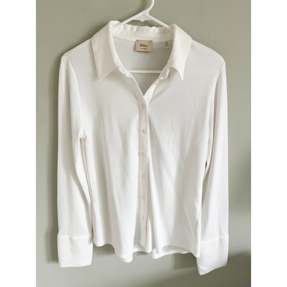 Elie Tahari ivory color silky button down shirt NWT